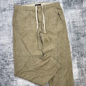 Banana Republic Pants Mens 35x34 (34x31) Tan Linen Drawstring Chino Relaxed Y2K